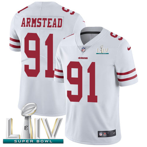 San Francisco 49ers Nike #91 Arik Armstead White Super Bowl LIV 2020 Youth Stitched NFL Vapor Untouchable Limited Jersey->youth nfl jersey->Youth Jersey